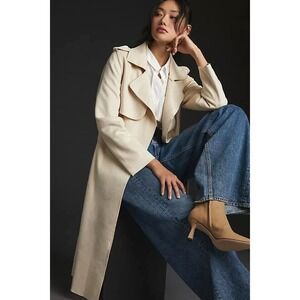 Sage the Label Anthropologie Beige Trench Coat Belted Long Jacket - S